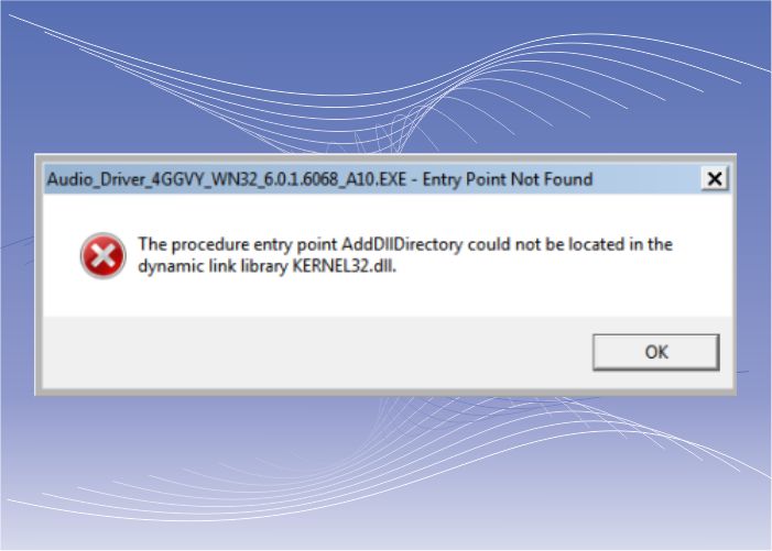 Lỗi the procedure entry point adddlldirectory could not be located in the dynamic link library kernel32.dll